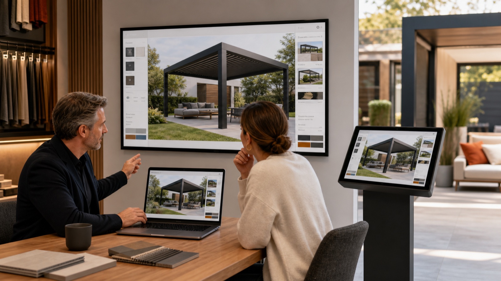 Procesdiagram ter uitleg van Web-3D en AR in een maatwerkconfigurator.
