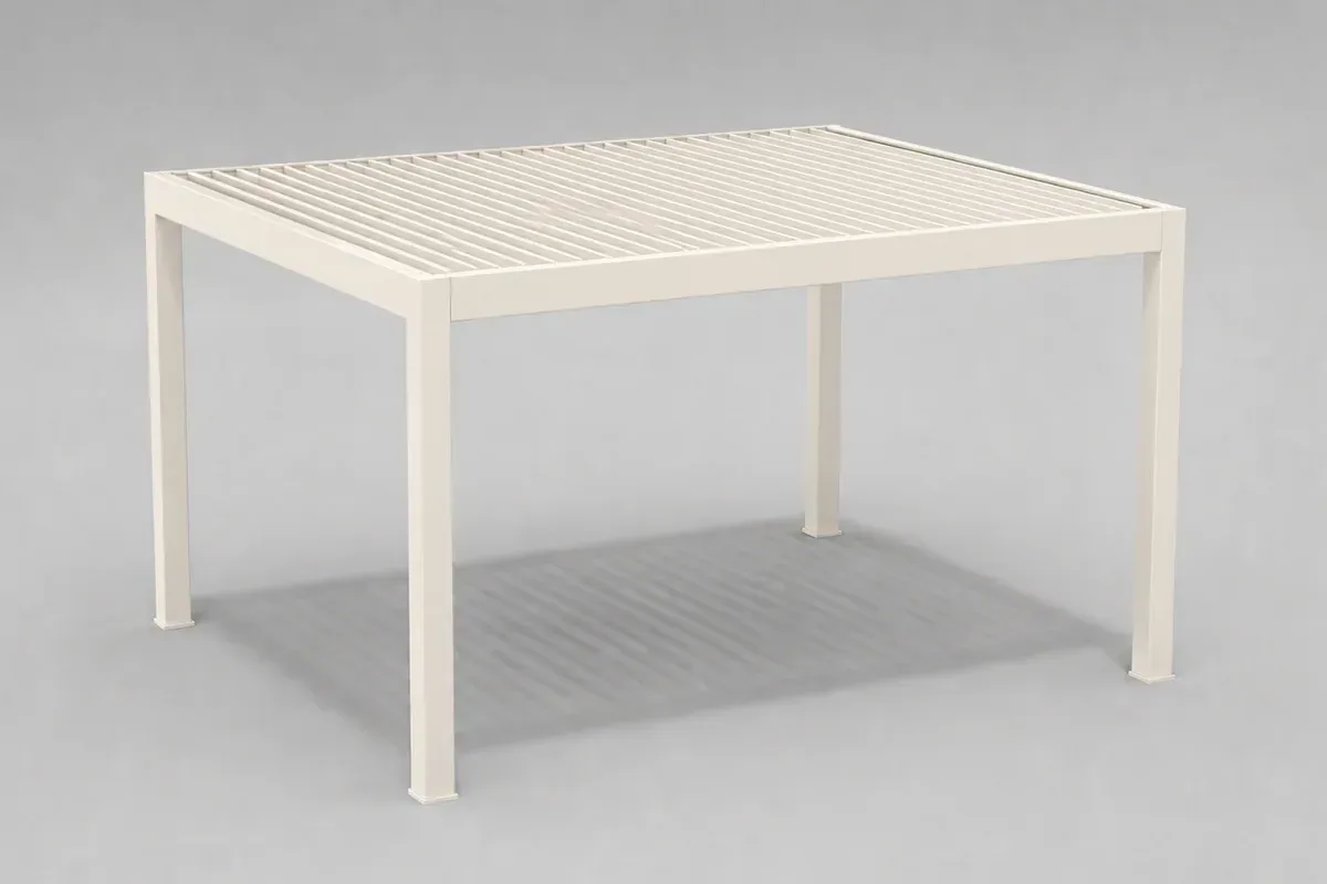 Witte vrijstaande pergola met lamellendak in neutrale 3D productweergave
