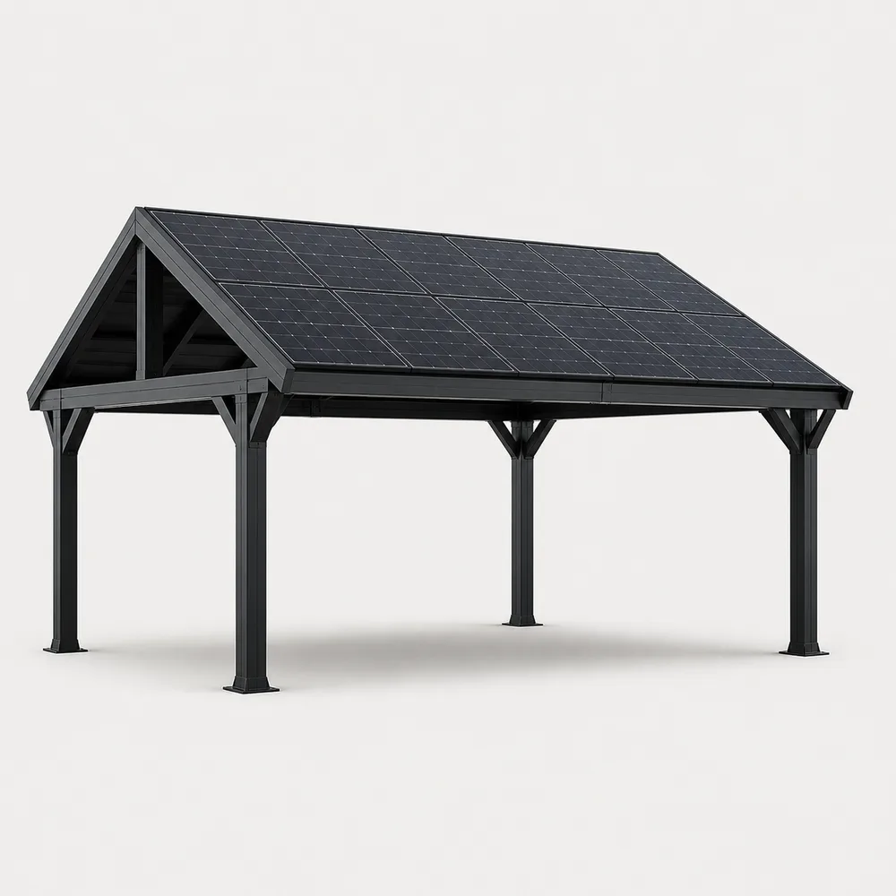 3D-weergave van een configureerbaar product (pergola) bij Brazilië: maatwerk 3D-configuratorsoftware en uitrol.